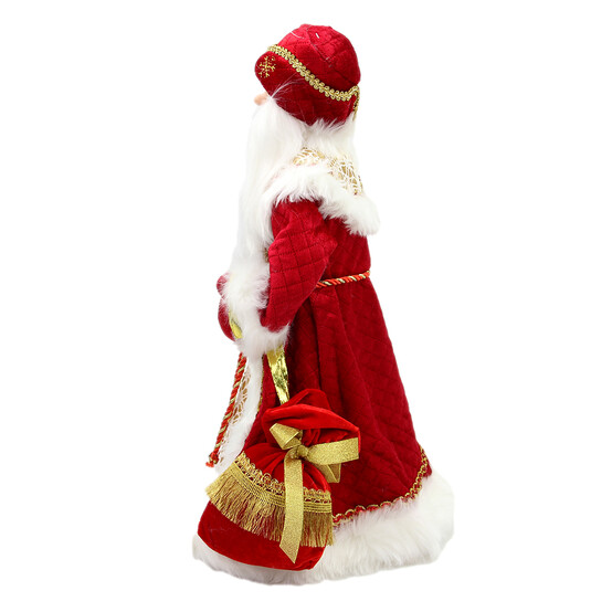 Дед Мороз 50 см с отделением под подарок в красной шубе с посохом и мешком Серпантин (1/24)
