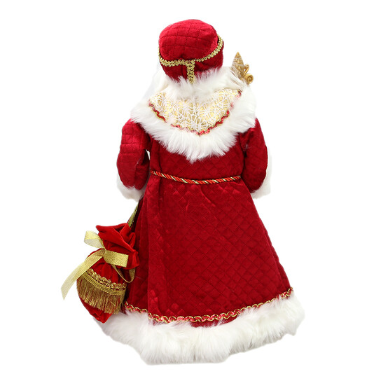 Дед Мороз 50 см с отделением под подарок в красной шубе с посохом и мешком Серпантин (1/24)