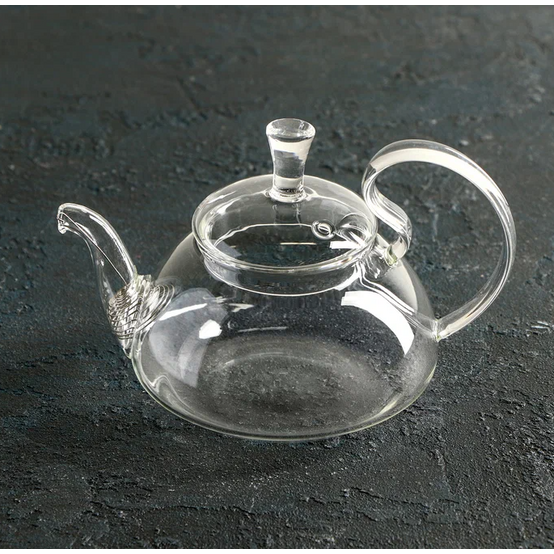Чайник стеклянный заварочный 1000 мл стек крышка спираль нерж сталь прозрачный Baizheng (1/36)