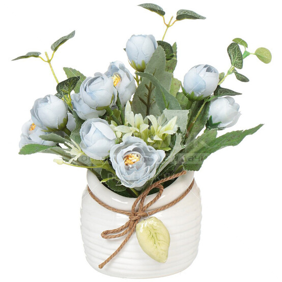 Букет искусственных декоративных роз 16 см голубые в кашпо I.K (1/1)