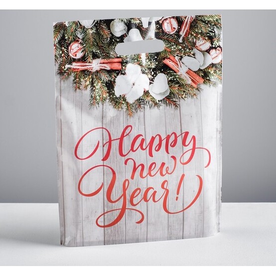 Пакет подарочный полиэтиленовый с вырубной ручкой Happy New Year, 31 х 40 см 4521224 Пакет подарочный полиэтиленовый с вырубной ручкой Happy New Year, 31 х 40 см 4521224