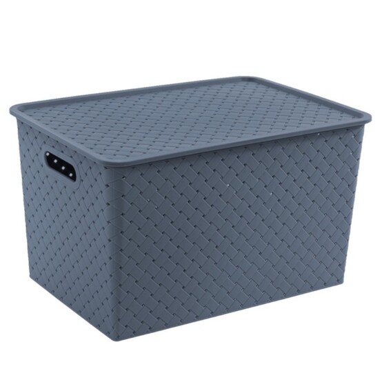 Корзина пластиковая 14 л 245*350*205 мм крышка космик Береста Violet (1/12)