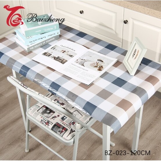 Клеенка силиконовая 1,2*20 м 0,7 мм бежево-синяя клетка с белым Baizheng (1/1)