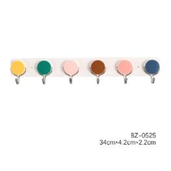 Крючки пластиковые на планке 6 крючков 34*4,2*2,2 см микс BZ-0525 Baizheng (1/144)