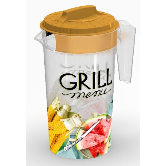 Кувшин 1,2л с крышкой с декором"GRILL MENU" (Базовый)