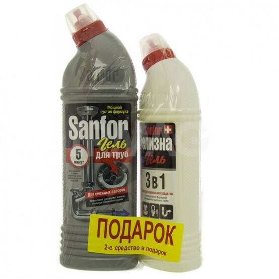 SANFOR ДЛЯ ТРУБ Средство д/очистки канализационных труб 750гр+Белизна с комп действием 3в1 500г/2916 SANFOR ДЛЯ ТРУБ Средство д/очистки канализационных труб 750гр+Белизна с комп действием 3в1 500г/2916