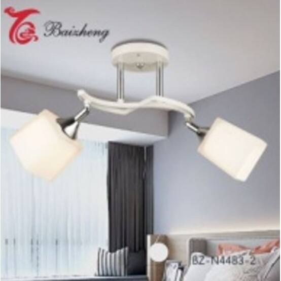 Люстра 2 плафона 50*14*25 см Е27 60Вт 9м2 плафон стекло белый хром Baizheng (1/4)