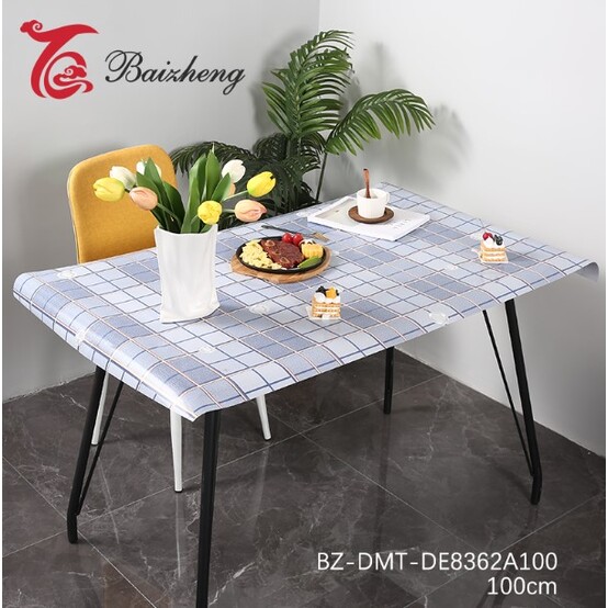 Клеенка силиконовая 1,0*20 м 0,6 мм голубая мозайка с белыми точками Baizheng (1/1)