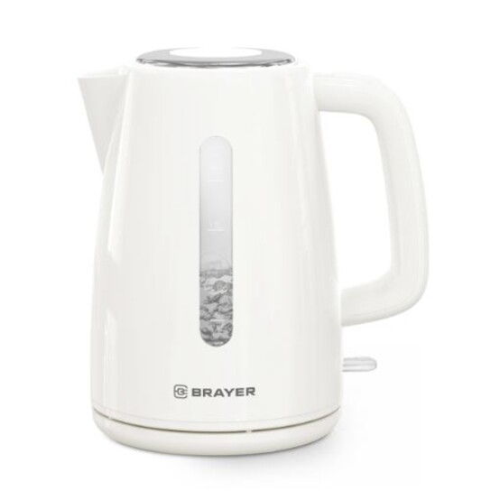 Чайник пластиковый электрический 2 л 2,2 кВт белый BR1058WH Brayer (1/8)