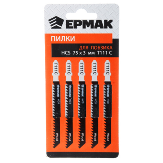 ЕРМАК Пилки для эл.лобзика (HCS EU 75х3мм.) T-111C (дер., гр.рез.), 5шт. ЕРМАК Пилки для эл.лобзика (HCS EU 75х3мм.) T-111C (дер., гр.рез.), 5шт.