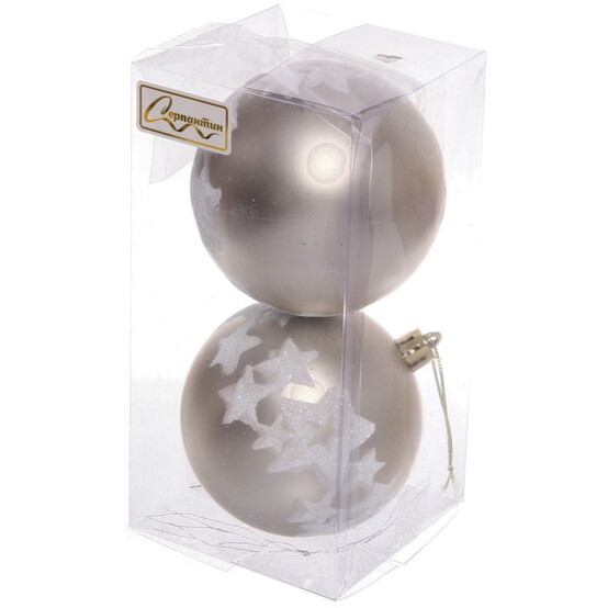 Набор пластиковых шаров d-8 см 2 шт Star Dance light champagne SHINE Серпантин (1/128)
