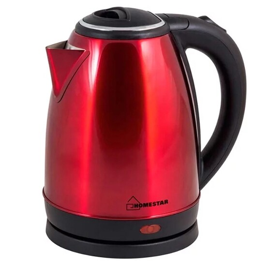 Чайник металлический электрический 1,8 л 1,5 кВт красный HS-1010 HomeStar (1/12)