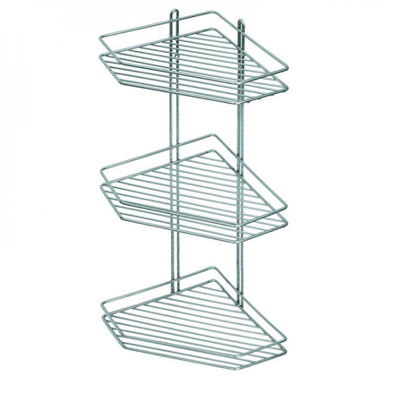 Полка "Аквалиния" 3-ярусная угловая настенная Хром (6) Х-004